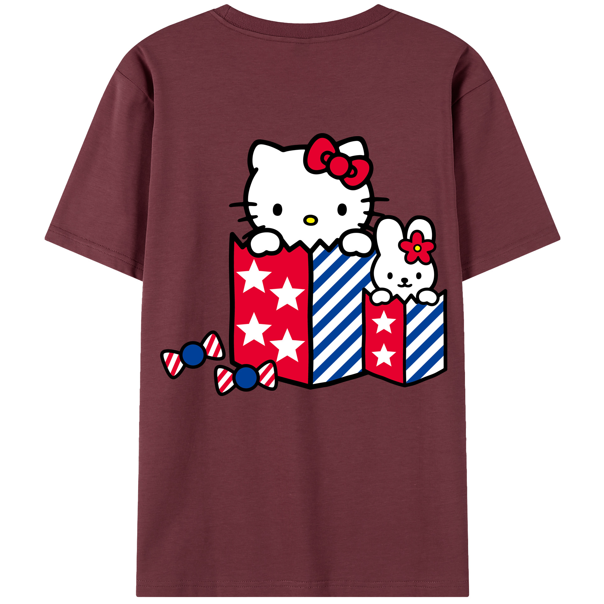 （画像用） Hello Kitty ハローキティ 綿100％半袖Tシャツ（背面プリント）